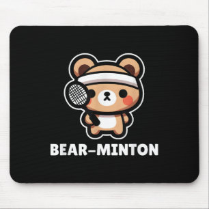 Bear-minton Cute Kawaii Cartoon Bear Cub Badminton Mouse Mat