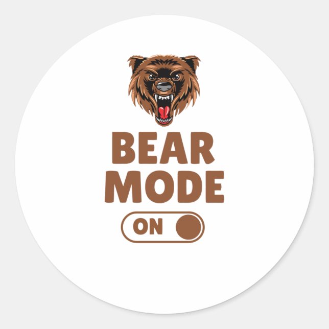 Bear Mode On Classic Round Sticker (Front)
