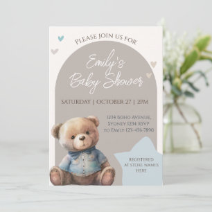 Bear Modern Boho  Baby Shower Invitation