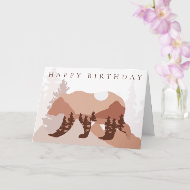 Bear Moon Forest Happy Birthday for Him Card (Orchid)