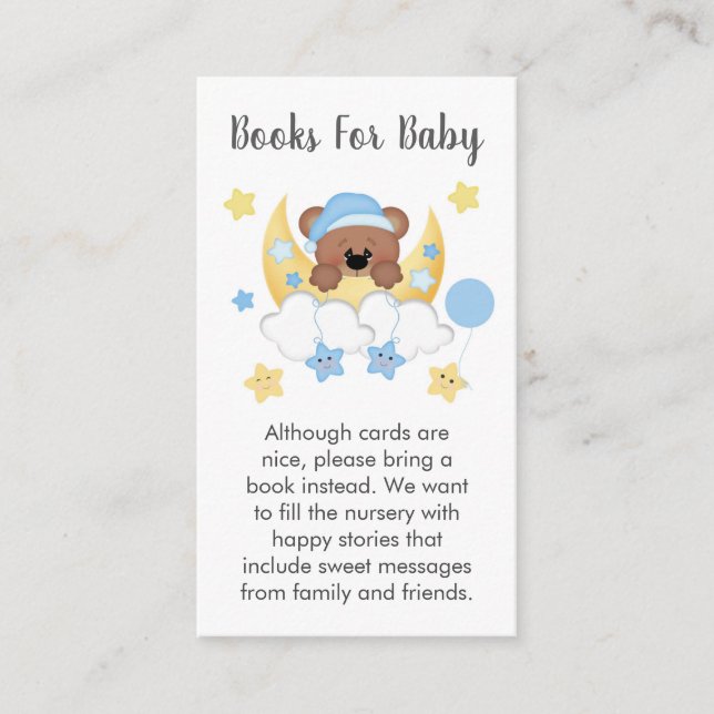 Bear Moon Stars Baby Book Request Enclosure Card (Front)
