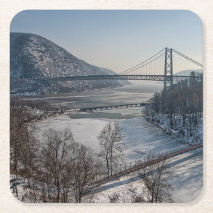 Bear Mountain Bridge Square Paper Coaster