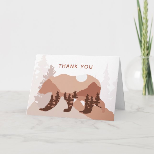 Bear Mountain Forest Boy Baby Shower  Thank You Card (Front)