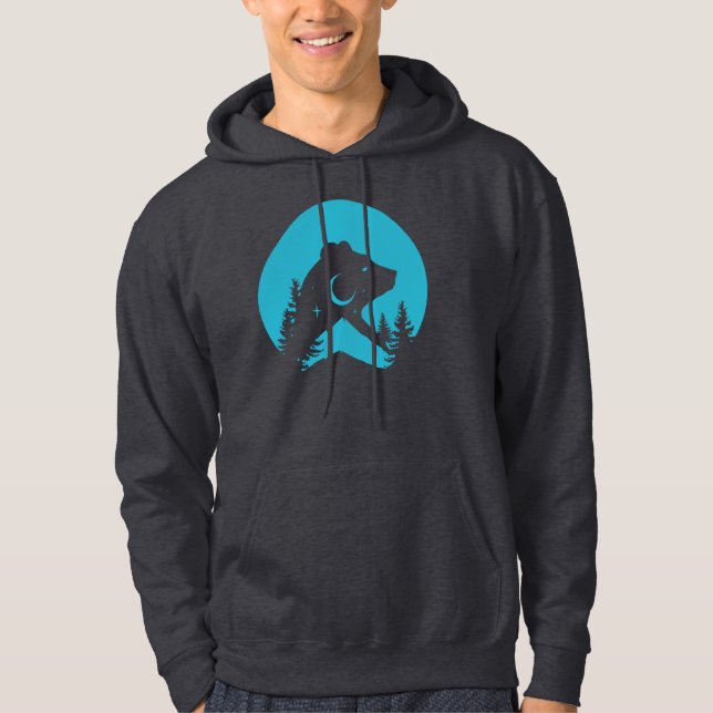 Bear Mountain Forest Moon Silhouette Hoodie (Front)
