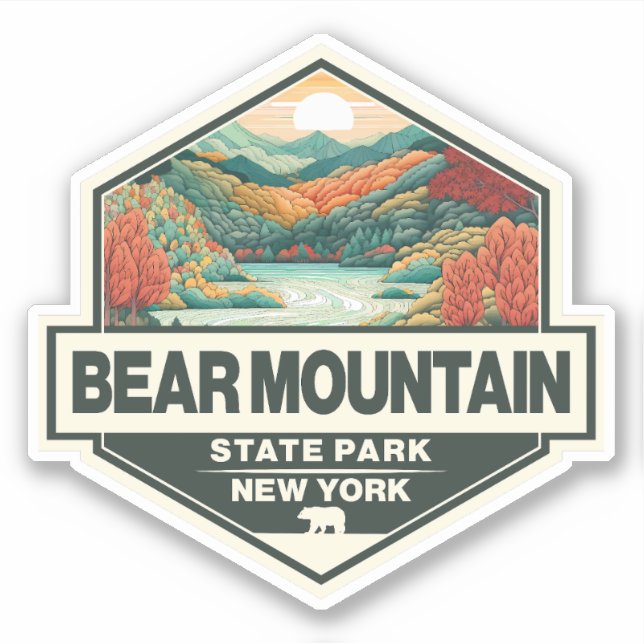 Bear Mountain State Park New York Travel Art Badge (Front)