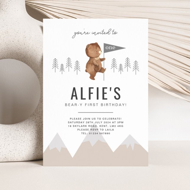 Bear Mountains First Birthday Invitation (Creator Uploaded)