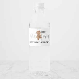 Bear Mountains First Birthday Water Bottle Label