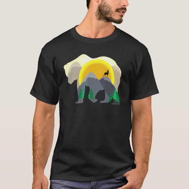 Bear Mountains Hiking Deer Mountaineer T-Shirt (Front)