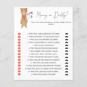 Bear - mummy or daddy baby shower game