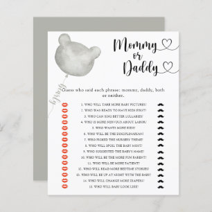 Bear mummy or daddy baby shower game