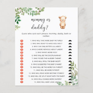 Bear mummy or daddy baby shower game