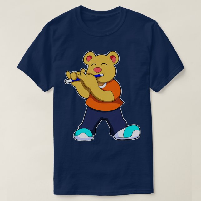 Bear Music Flute T-Shirt (Design Front)