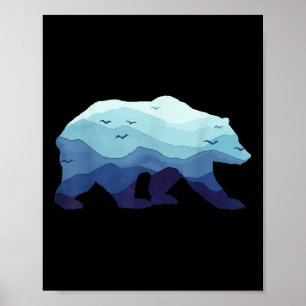 Bear Nature Mountains Grizzly Hiking Camping Outdo Poster