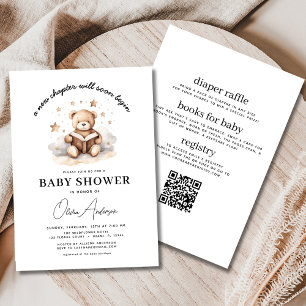 Bear New Chapter Begins Boy All in One Baby Shower Invitation