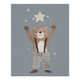Bear Nursery Print, Boy's Playroom Wall Art