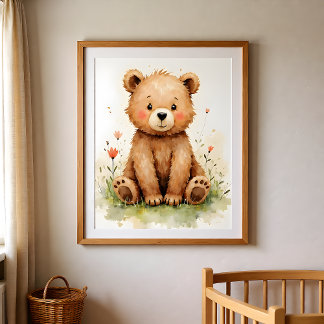 Bear Nursery Wall Art – Woodland Baby Room 