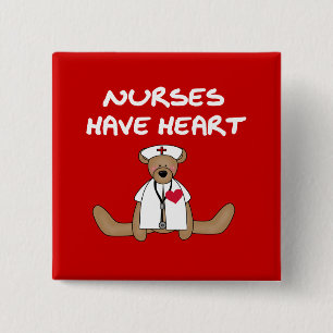 Bear Nurses Have Heart T-shirts and Gifts 15 Cm Square Badge