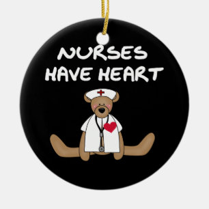 Bear Nurses Have Heart T-shirts and Gifts Ceramic Tree Decoration