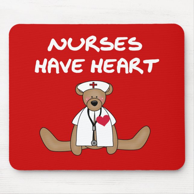 Bear Nurses Have Heart T-shirts and Gifts Mouse Mat (Front)