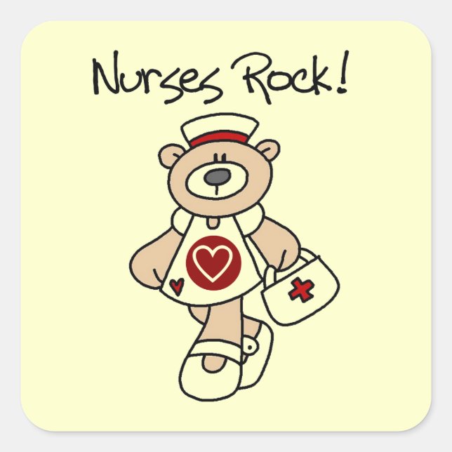 Bear Nurses Rock T-shirts and Gifts Square Sticker (Front)