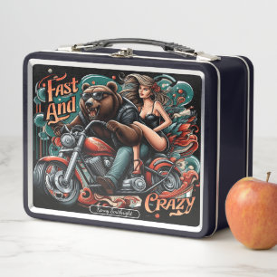 Bear on a Bike With Buddy Metal Lunch Box