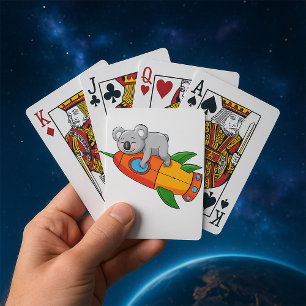 Bear On A Rocket Playing Cards