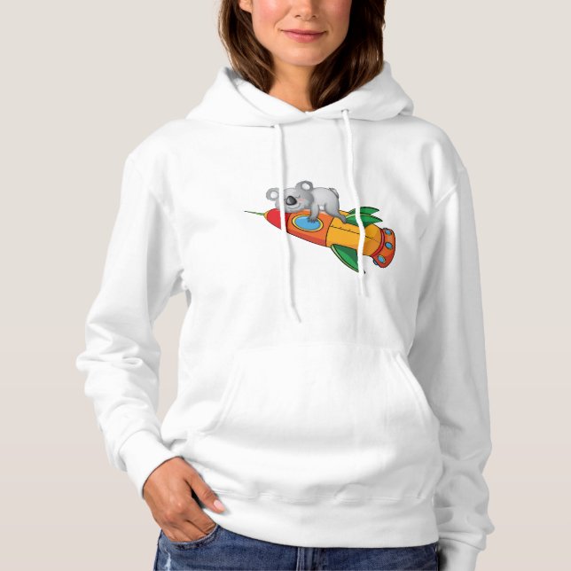 Bear On A Rocket Womens Hoodie (Front)
