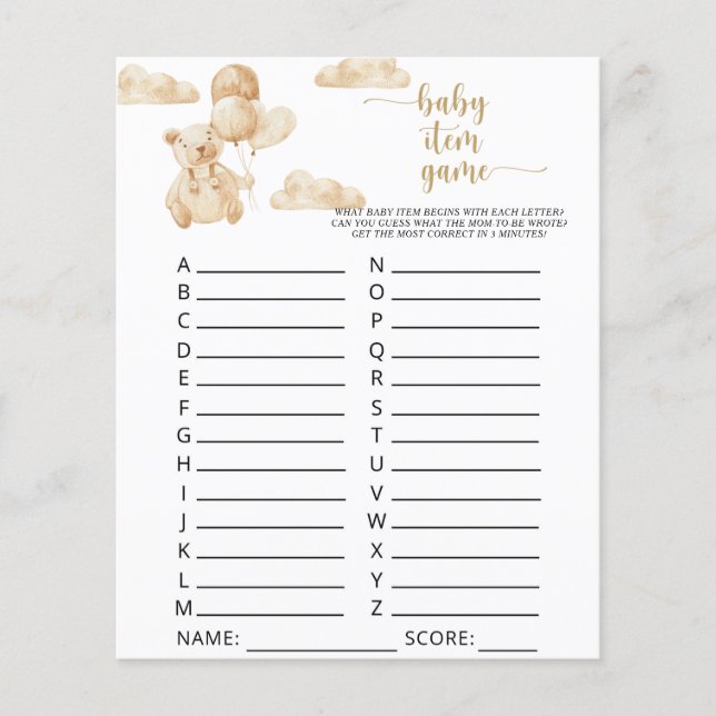 Bear on balloons \ Baby Item Game (Front)