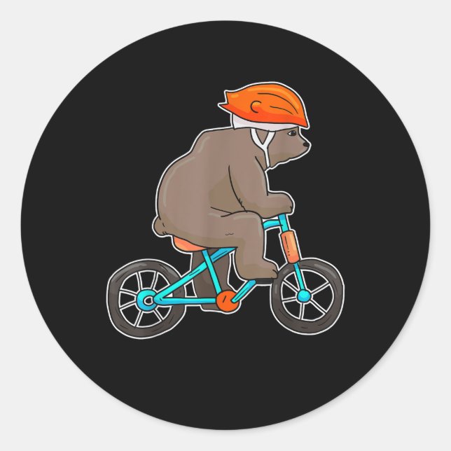 bear on bike bicycle cycling bear classic round sticker (Front)