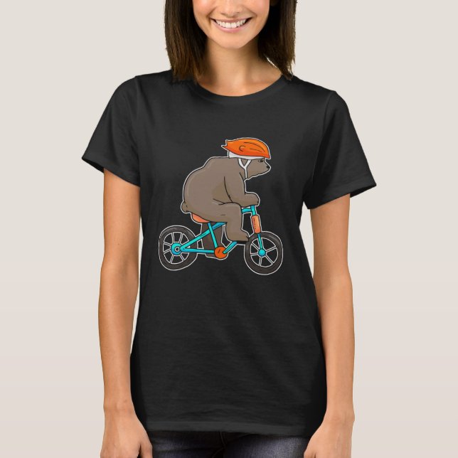 Bear On Bike Bicycle Cycling Bear T-Shirt (Front)