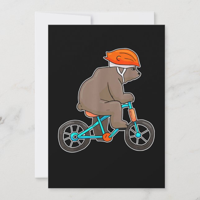 bear on bike bicycle cycling bear thank you card (Front)
