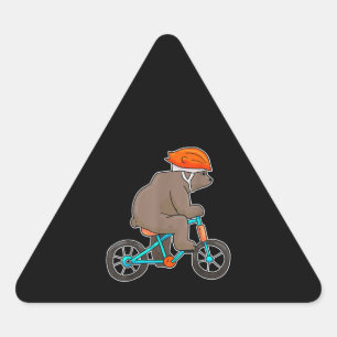 bear on bike bicycle cycling bear triangle sticker