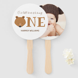 Bear One Photo First Birthday Hand Fan