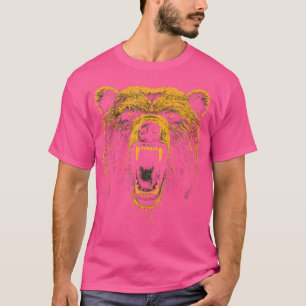 Bear Orange Angry Grizzly Bear Hiking Camping Camp T-Shirt