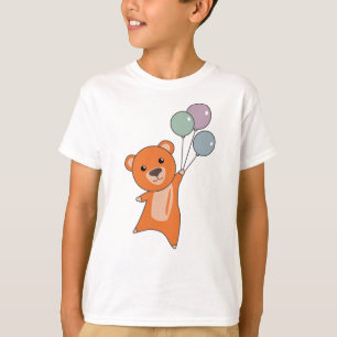 Bear Orange Flies With Balloons Sweet Animals Bear T-Shirt