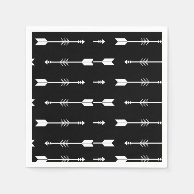 Bear Our Greatest Adventure Black and White arrow Napkin (Front)