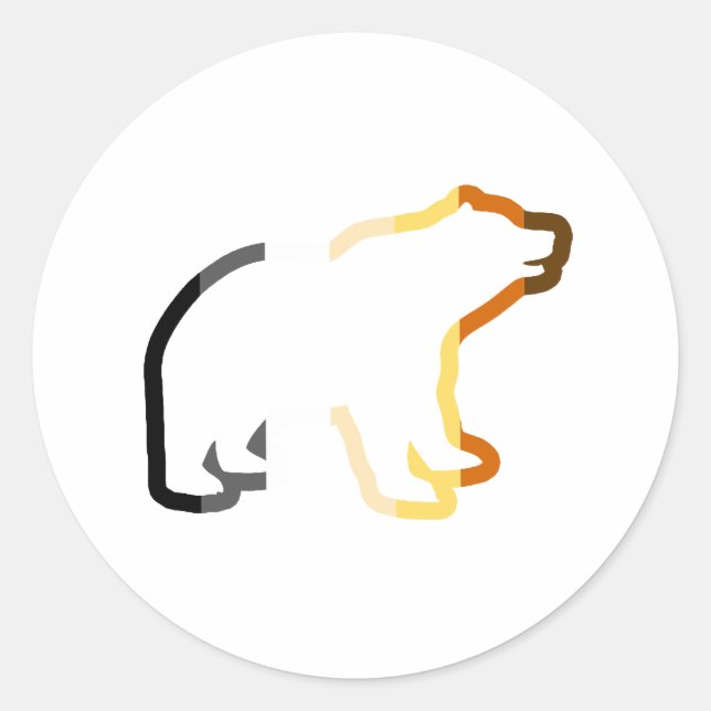 BEAR OUTLINE CLASSIC ROUND STICKER (Front)