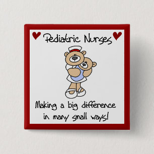 Bear Paediatrics Nurses T-shirts and Gifts 15 Cm Square Badge