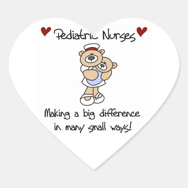 Bear Paediatrics Nurses T-shirts and Gifts Heart Sticker (Front)