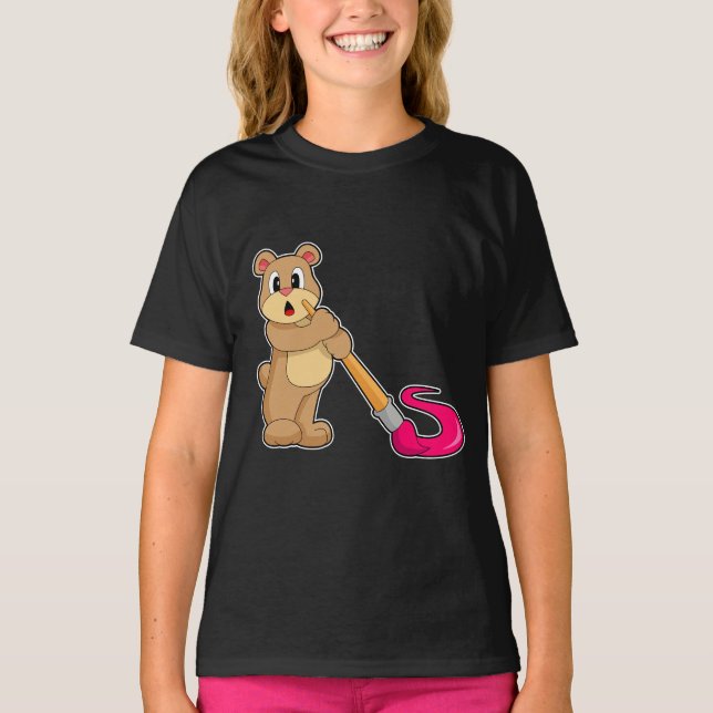 Bear Painting Paint brush T-Shirt (Front)