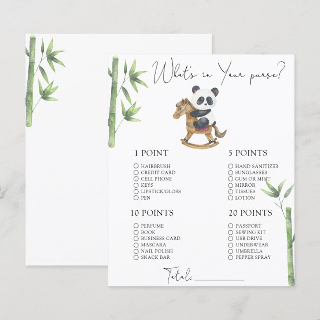 Bear Panda - Whats in your purse game (Front/Back)