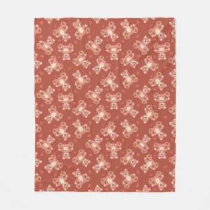bear patchwork pattern fleece blanket