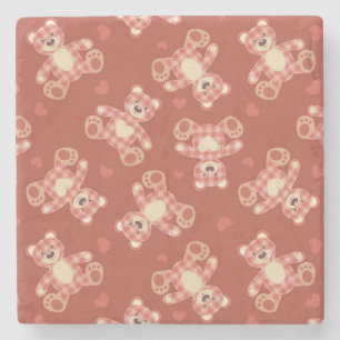 bear patchwork pattern stone coaster