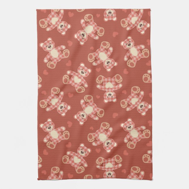 bear patchwork pattern tea towel (Vertical)