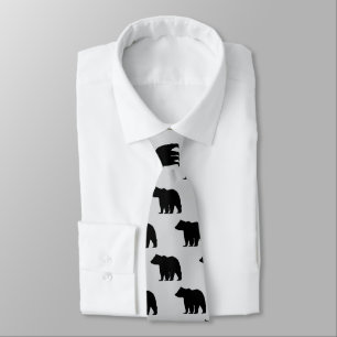 Bear Pattern Silhouette Rustic Tie