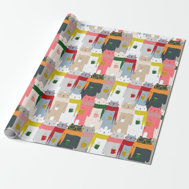  Bear Pattern Wrapping Paper (Unrolled)