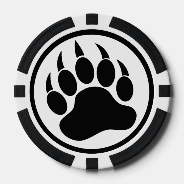 Bear Paw Black and White poker chips (Front)