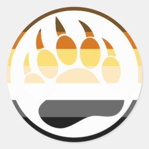 BEAR PAW/CLAW BEAR PRIDE FLAG CLASSIC ROUND STICKER