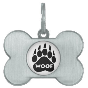 Bear Paw Gay Pride "WOOF" Dog Tag Bone Shaped