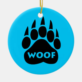 Bear Paw Gay Pride "WOOF" Round Christmas Ornament